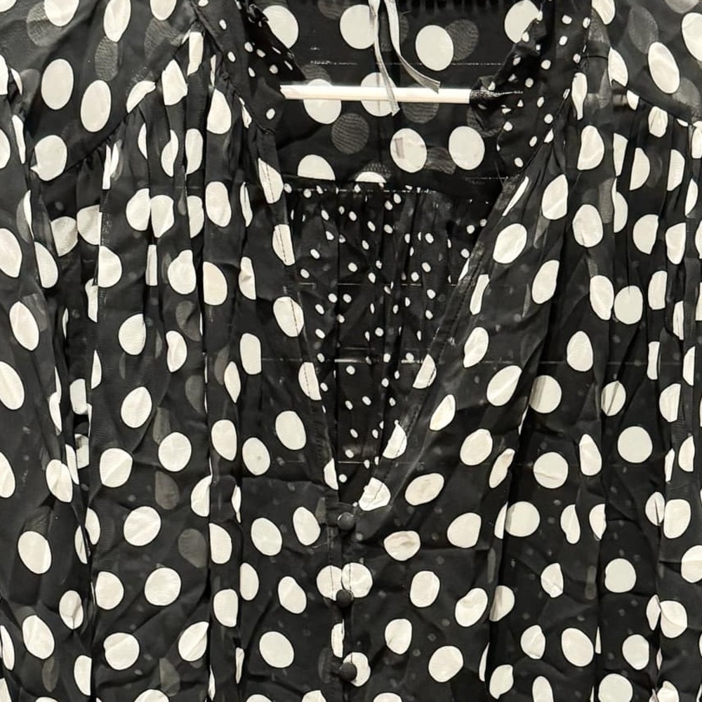 ANTHROPOLOGIE Polka Dot blouse XL length 27in pit to pit 25in - Picture 4 of 5